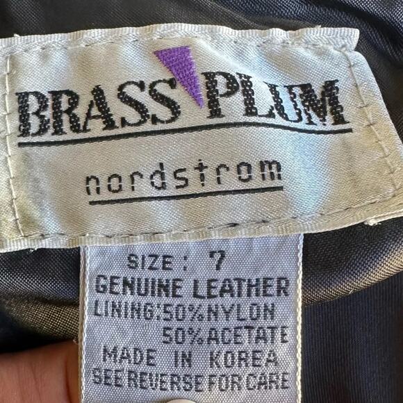 Vintage 80s Brass Plum Nordstrom Black Leather Pencil Skirt | Knee Length | M - Picture 8 of 11